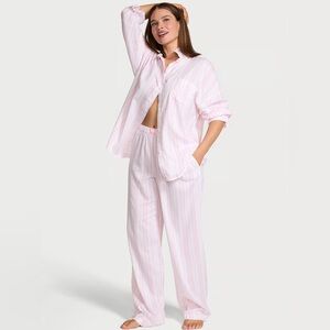 Victoria's Secret Modal-Cotton Long Pajama Set in Angel Pink Stripe size medium